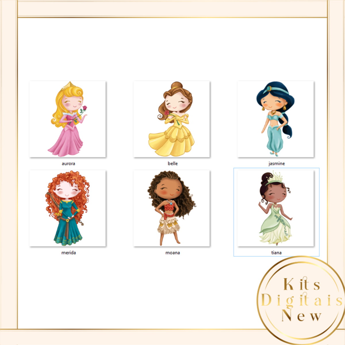 Princesas Cute Aquarela Kit Digital - Imagem 2