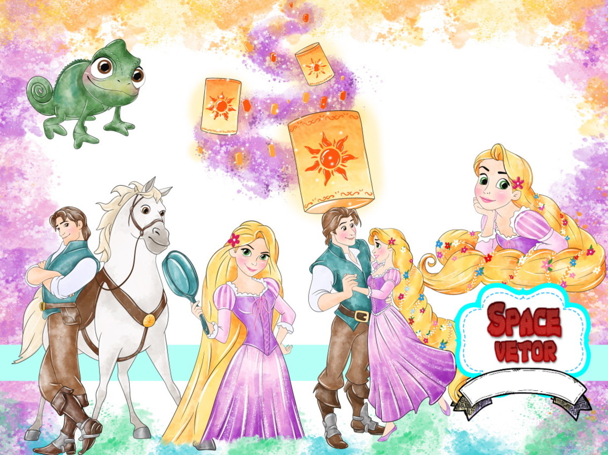 Rapunzel Aquarela ,kit Digital Compre 1 Leve 3