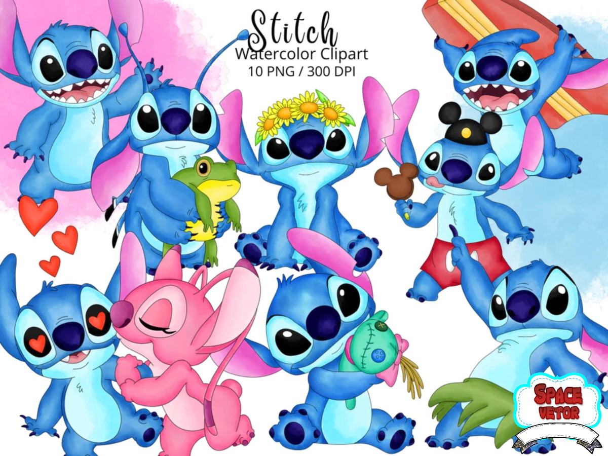 Stitch Aquarela Compre 1 Leve2 Kit Digital