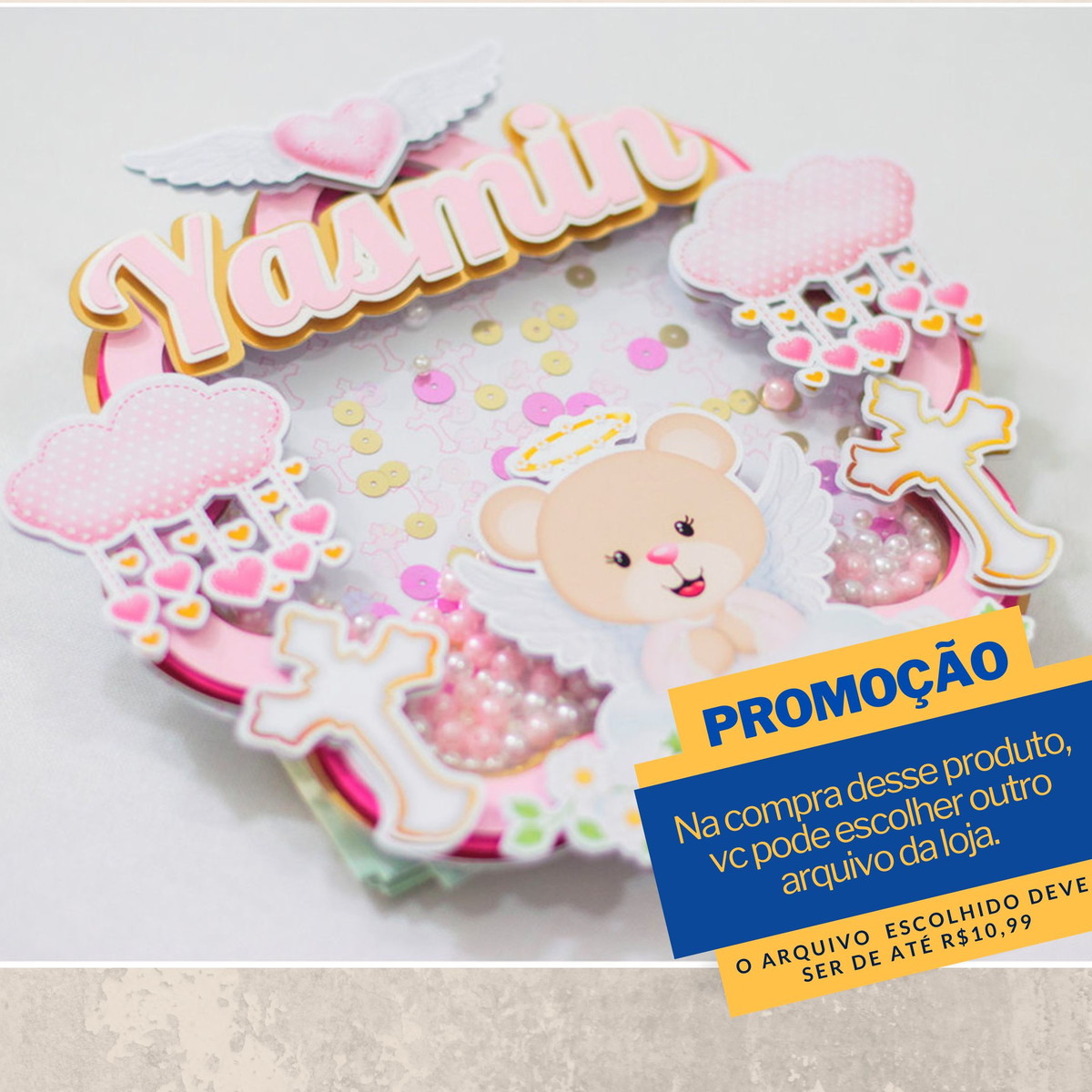 Studio/pdf Arquivo de Corte Topo Bolo Batizado Rosa Shaker