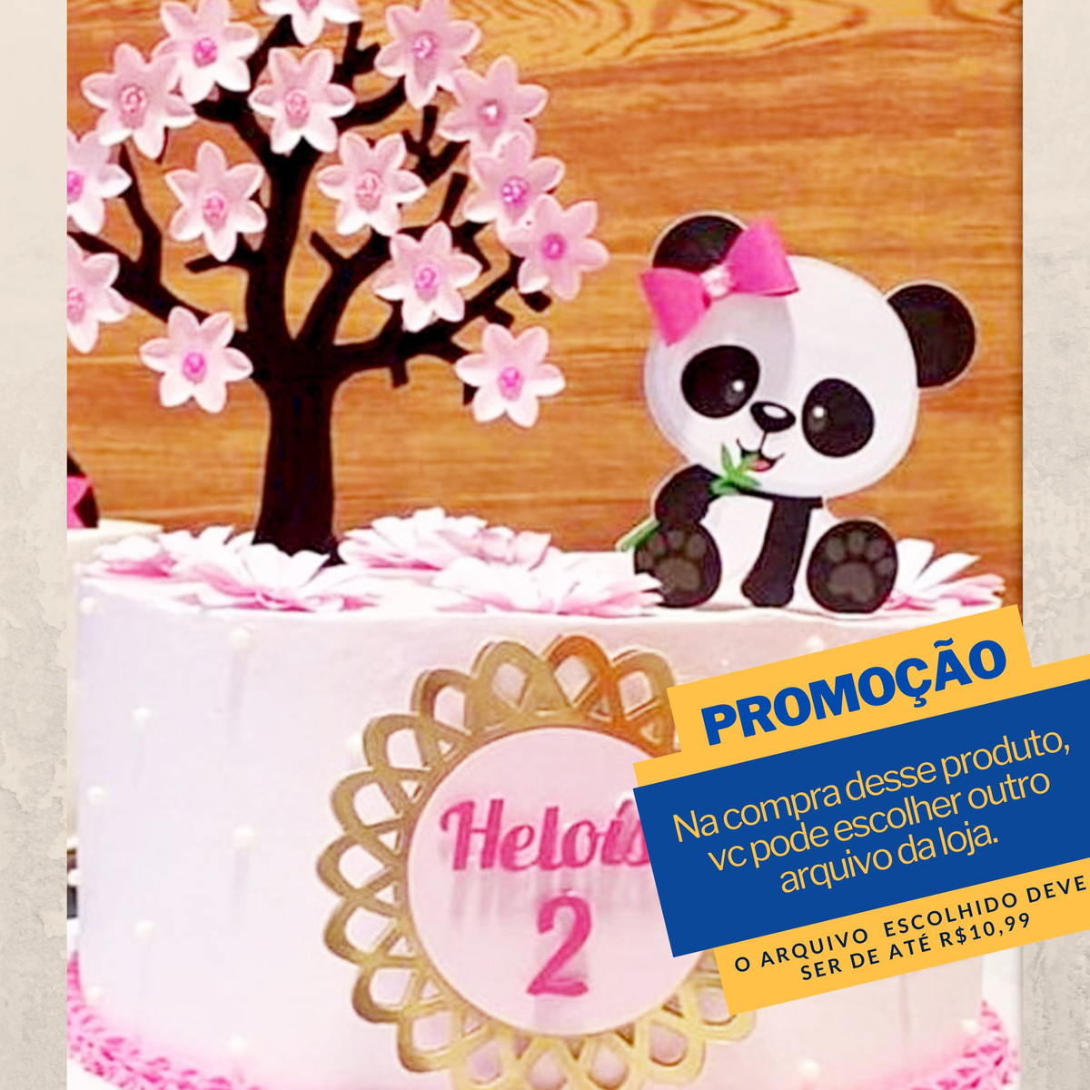 Studio/pdf Arquivo de Corte Topo de Bolo Panda
