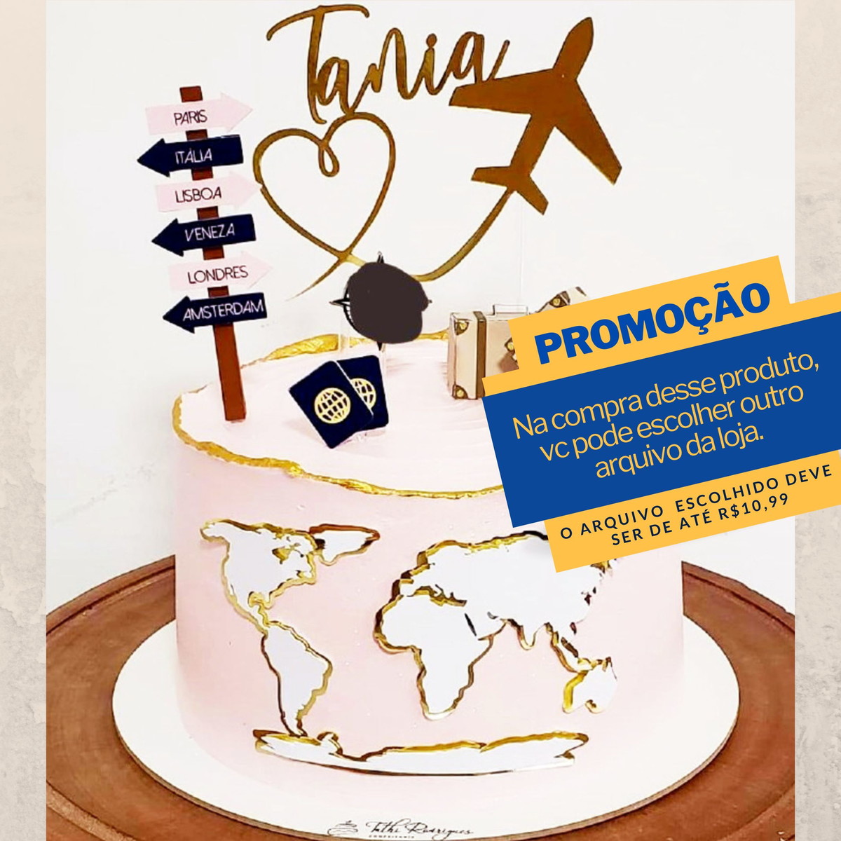 Studio/pdf Arquivo de Corte Topo de Bolo Viagem -001