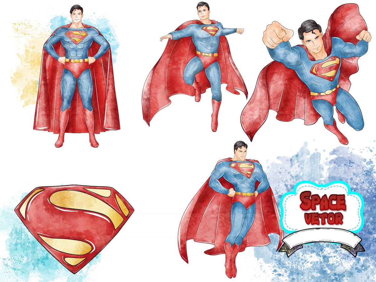 Super Homem Aquarela ,kit Digital Compre 1 Leve 3
