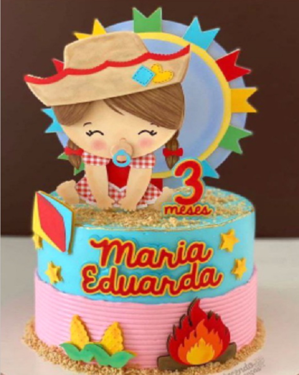 Topo Arraia Menina Baby em Camada + 4 Arquivos a Sua Escolha