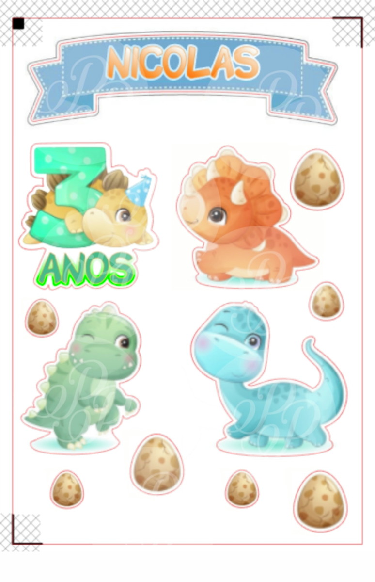 Topo Bolo Dinossauro Baby Menino -arquivo de Corte+fonte - Imagem 2