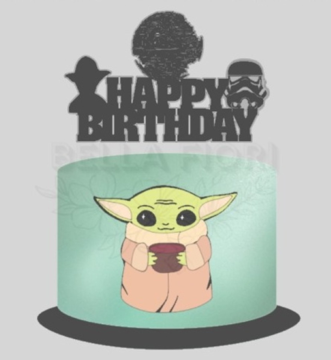 Topo Bolo Grogu - Star Wars Camadas - Arquivo De Corte
