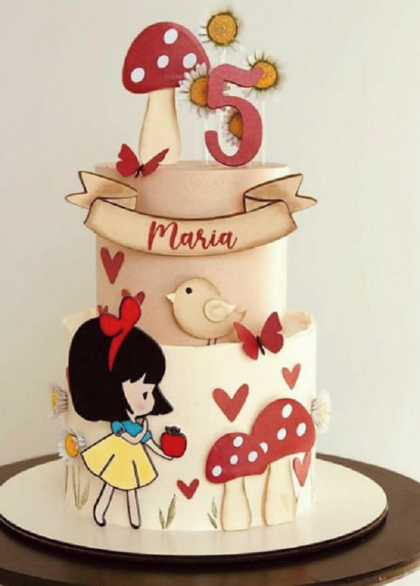 Topo Branca de Neve Cute Camadas + 4 Arquivos a Sua Escolha