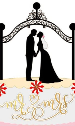 Topo Casamento Silhueta Mr e Mrs + 4 Arquivos de Brinde