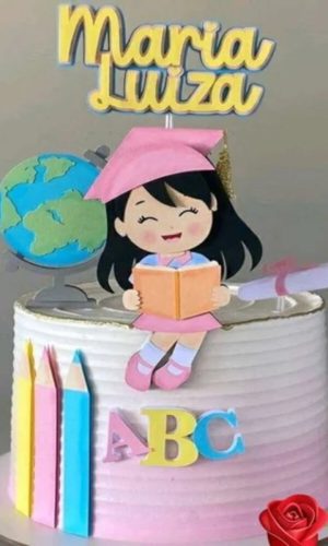 Topo de Bolo Abc Menina 3d - Arquivo Digital