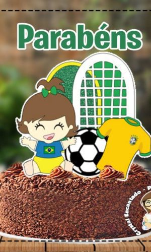 Topo de Bolo Futebol Brasil Menina -ref 5111 Arquivo Digital