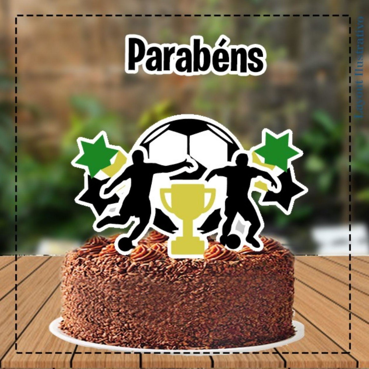 Topo de Bolo Futebol Taça - Ref 5287 Arquivo Digital