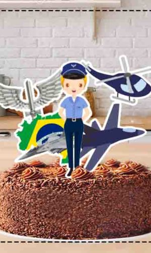 TOPO DE BOLO AERONAUTICA MULHER LOIRA- ARQUIVO DIGITAL