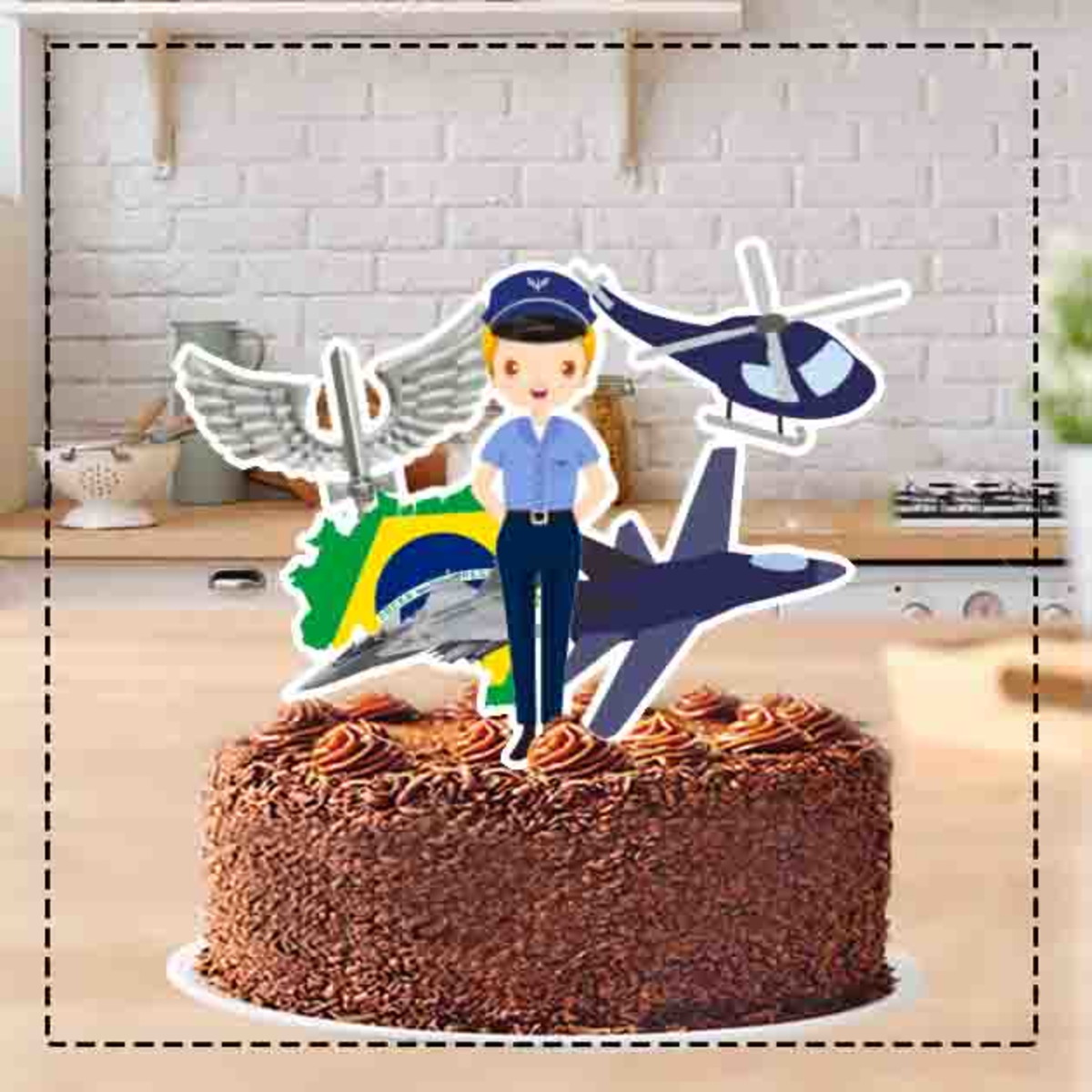 TOPO DE BOLO AERONAUTICA MULHER LOIRA- ARQUIVO DIGITAL