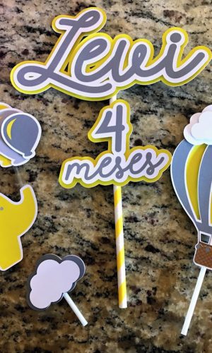 Topo de bolo Arquivo de Corte Silhouette Elefantinho Amarelo