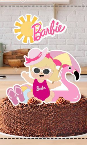 Topo de Bolo Barbie Baby 4866 - Arquivo Digital