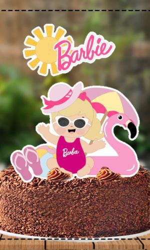Topo de Bolo Barbie Baby - Ref 4866 Arquivo Digital
