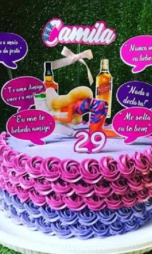 Topo De Bolo Barbie Bêbada + 4 Arquivos A Sua Escolha