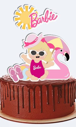 Topo de Bolo Barbie Bebe Rosa
