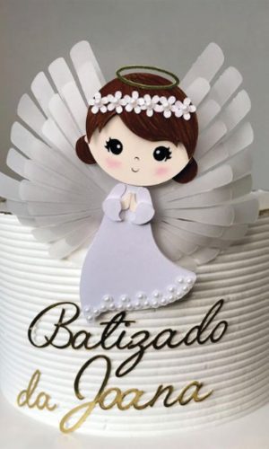 Topo de Bolo Batismo Menina Arquivo de Corte