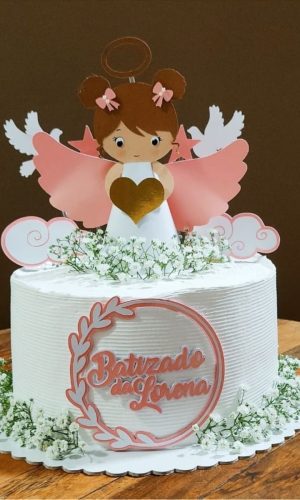 Topo de Bolo Batizado Anjinha 02 Arquivo de Corte Studio/PDF