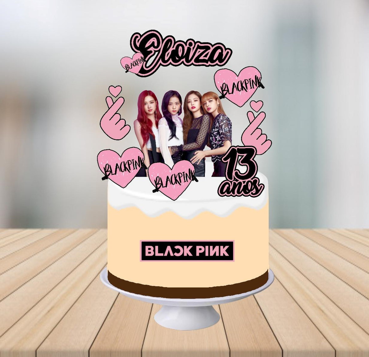 Topo de Bolo Black Pink