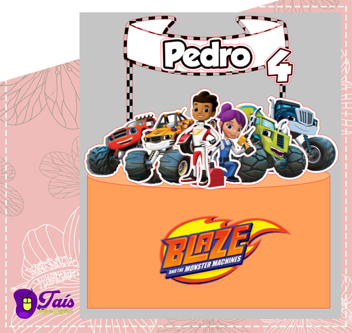 Topo de Bolo Blaze Machine Arquivo de Corte Studio e PDF