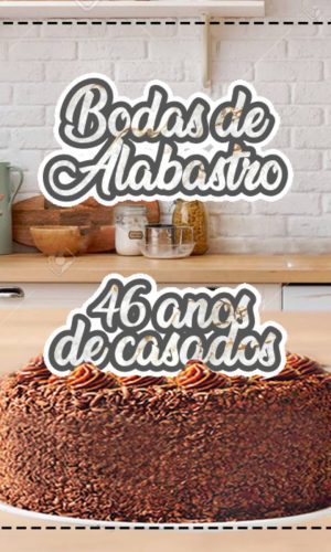 Topo de Bolo Bodas de Alabastro 4682 - Arquivo Digital
