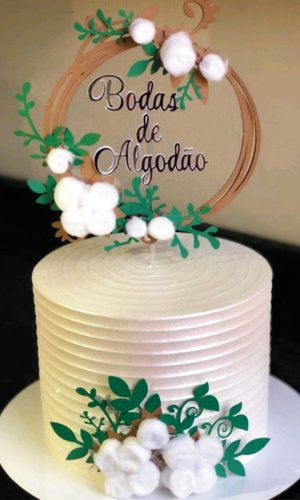 Topo de Bolo Bodas de Algodão Arquivo de Corte