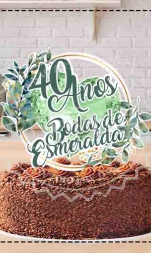 TOPO DE BOLO BODAS DE ESMERALDA 01- ARQUIVO DIGITAL
