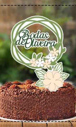 Topo De Bolo Bodas De Oliveira - Ref 3872 Arquivo Digital