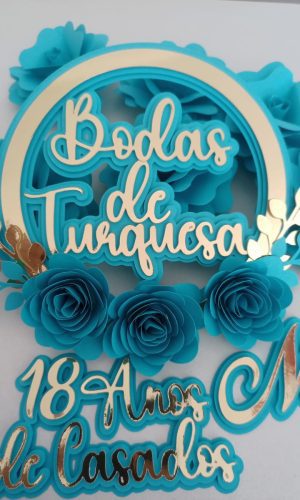 Topo de Bolo Bodas de Turquesa Arquivo Silhouette