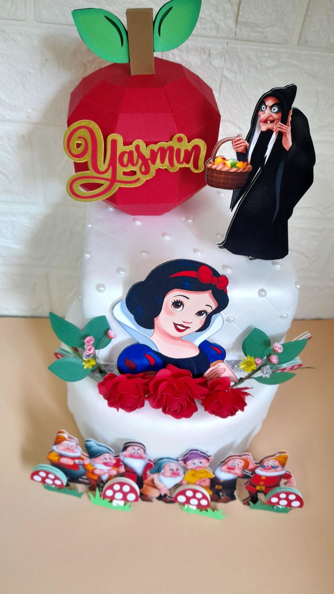 Topo de Bolo Branca de Neve