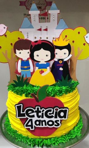 Topo de Bolo Branca de Neve Cute + 4 Arquivos a Sua Escolha