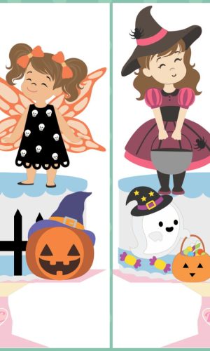 Topo de Bolo Camadas Meninas Halloween 2 Arquivos
