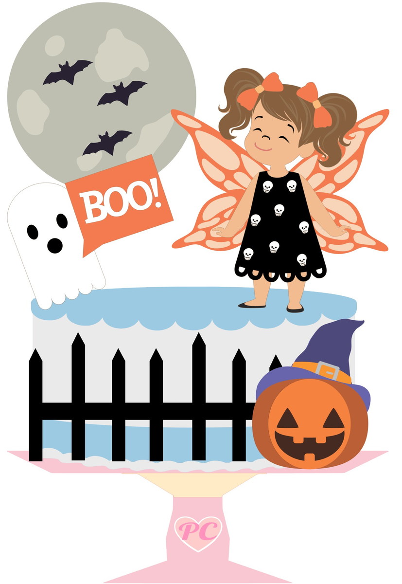 Topo de Bolo Camadas Meninas Halloween 2 Arquivos - Imagem 3