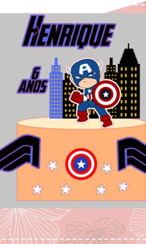 Topo de Bolo Capitão América 02 Arquivo de Corte Studio/PDF