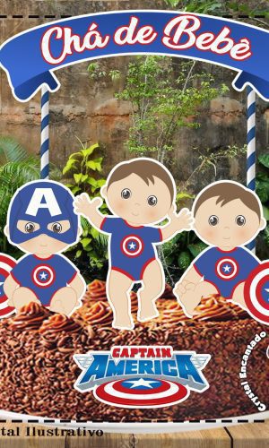 Topo de Bolo Capitao America Baby Ref 0577 Arquivo Digital