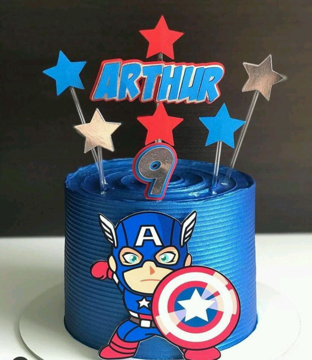 Topo de Bolo Capitão América Baby + 4 Arquivos a Sua Escolha
