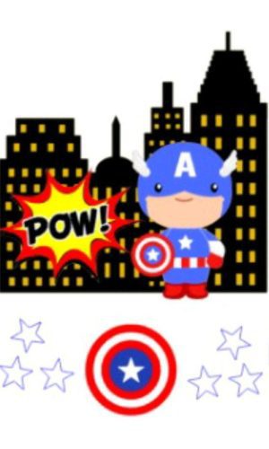 Topo de Bolo Capitão América Cute+ 4 Arquivos a Sua Escolha