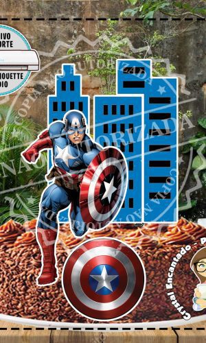 Topo de Bolo Capitao America Ref 2505 - Arquivo Digital