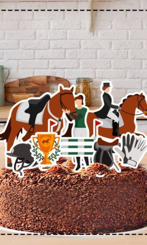 Topo de Bolo Cavalo Hipismo Feminino 0757 - Arquivo Digital
