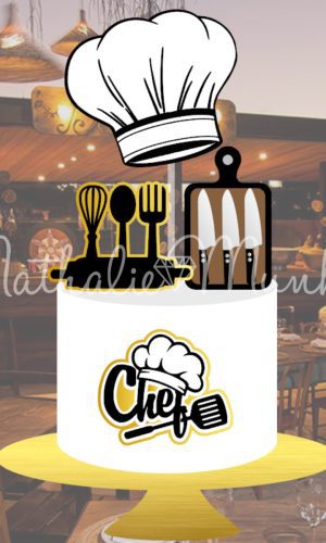 Topo de Bolo Cheff- em Camadas - Arquivo de Corte