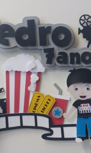 Topo de bolo Cinema Menino - 01- Arquivo de Corte Camadas