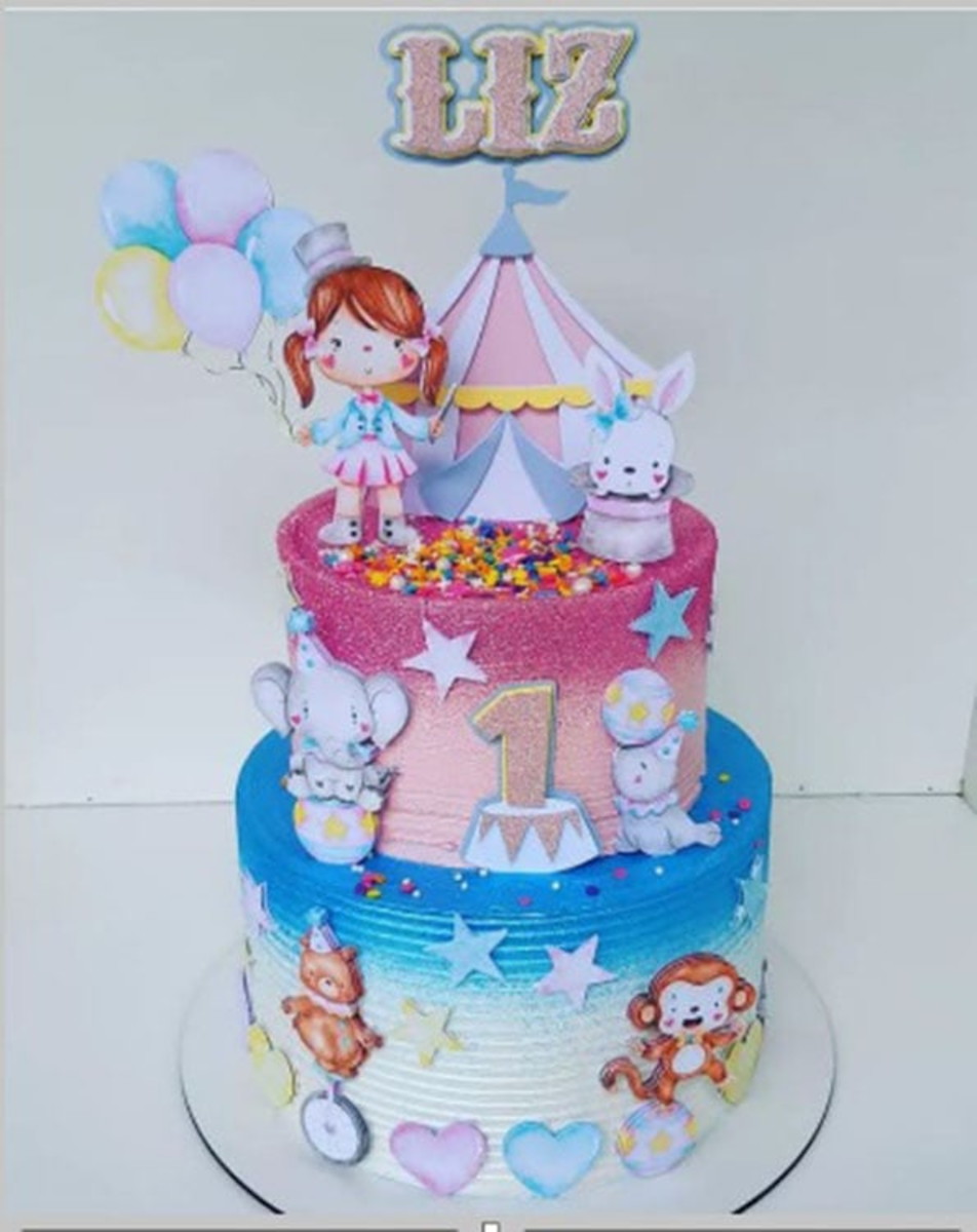 Topo de Bolo Circo Aquarela Arquivo de Corte
