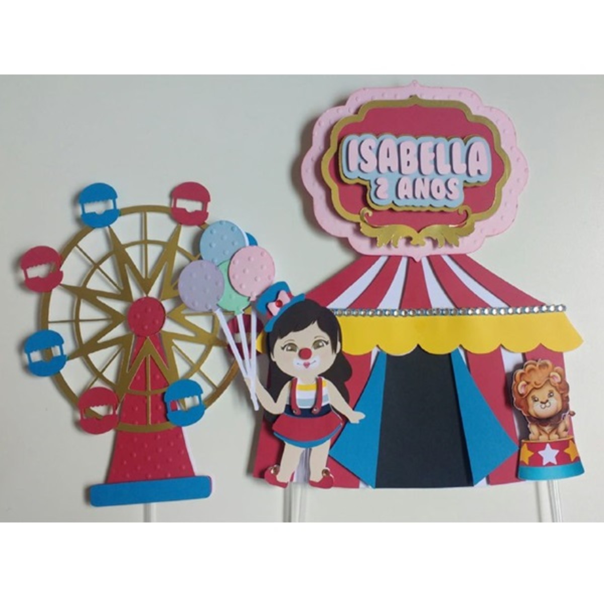 Topo de bolo Circo menina Arquivo de corte em camadas 1