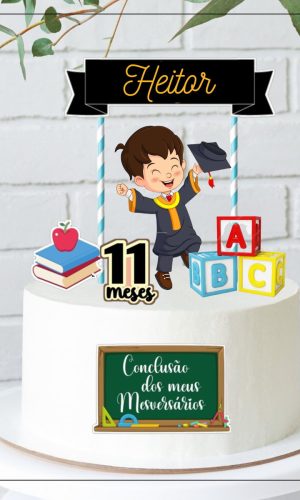 Topo de Bolo Conclusão dos Meus Mesversários Menino