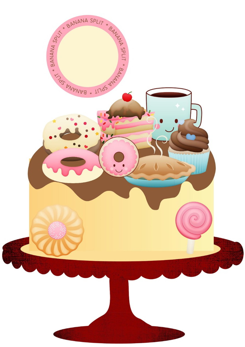 Topo de Bolo Confeitaria Cute em camadas - Arquivo de Corte