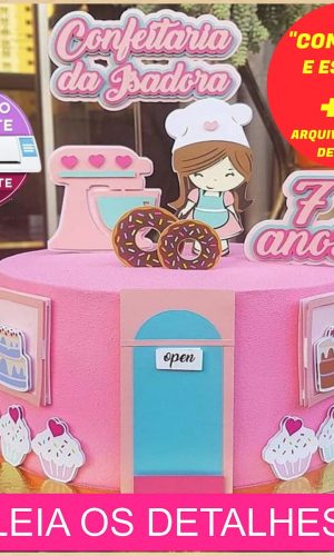 Topo de Bolo Confeitaria em Camadas (Máquina Silhouette)