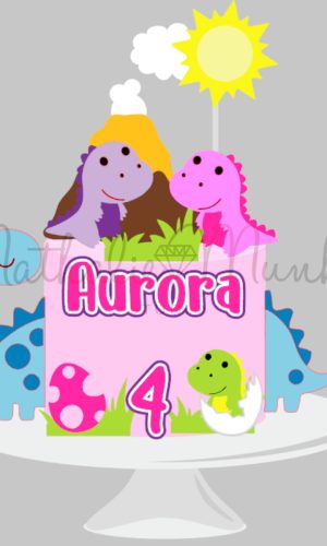 Topo de Bolo - Dinossauro Menina - Arquivo de Corte