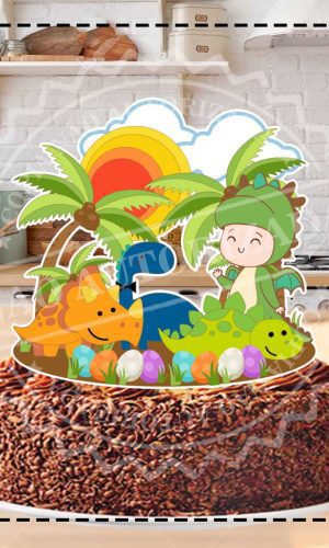 TOPO DE BOLO DINOSSAURO MENINO - ARQUIVO DIGITAL